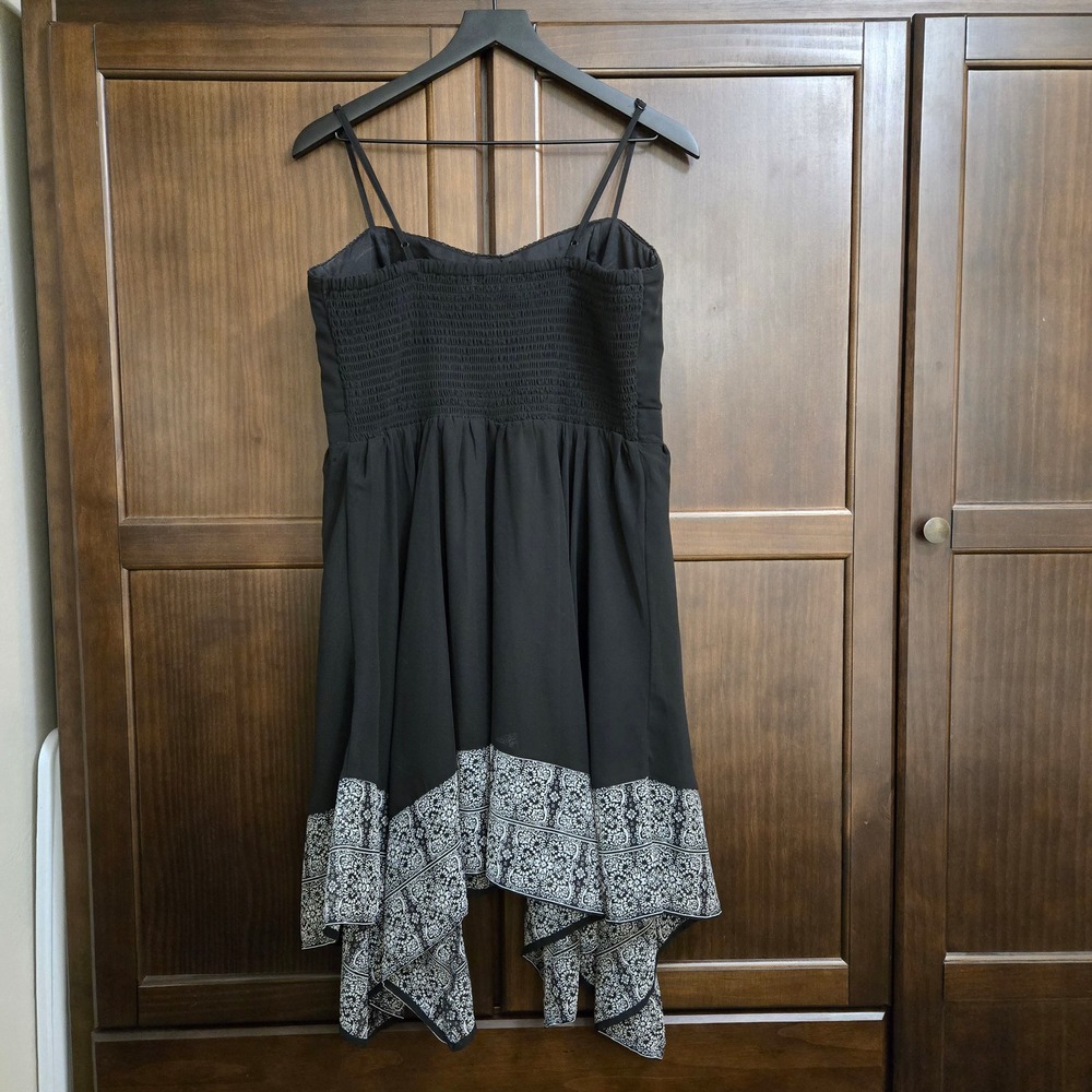 American Eagle Black Paisley Handkerchief Hem Bustier Dress Large L Lace Trim - Picture 13 of 14